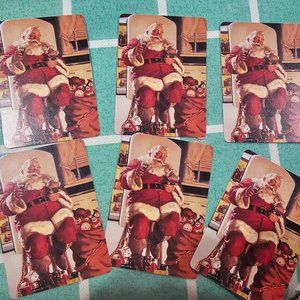 6 pieces 1995 Vintage Coke Christmas Santa playing cards